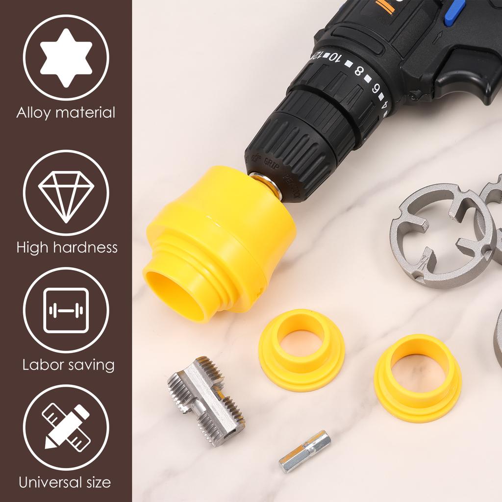 1Set Electric Drill Pipe Threader Kit with 1/2inch 3/4inch 1inch PVC Dies Pipe Threader Maker Tool Pipe Threading Plumbing Kit