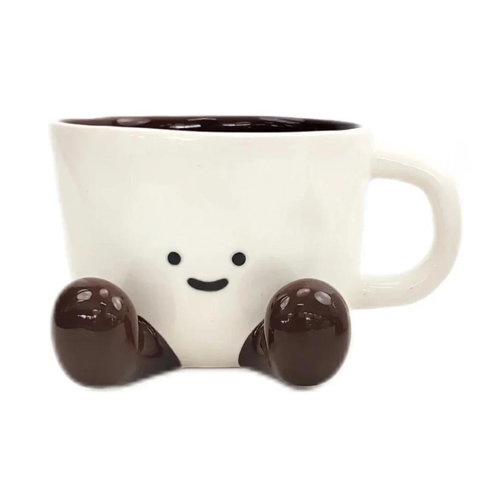 

Kawaii Short-Legged Cup Cartoon Ceramic Coffee Mug Kitchen Breakfast Beverage Milk Cups Cute Drinkware Gifts Desktop Decor 300ml кофейный