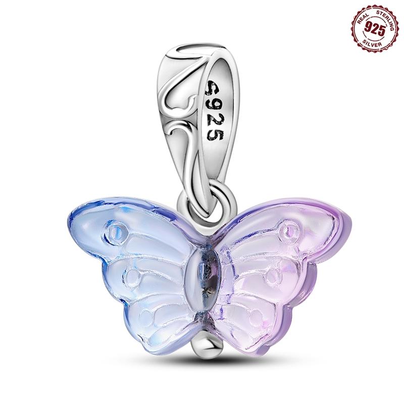 

MISEFF 925 Silver Colorful Butterfly Firefly Charms Heart Beads Fit Necklace Bracelet DIY Jewelry Gift