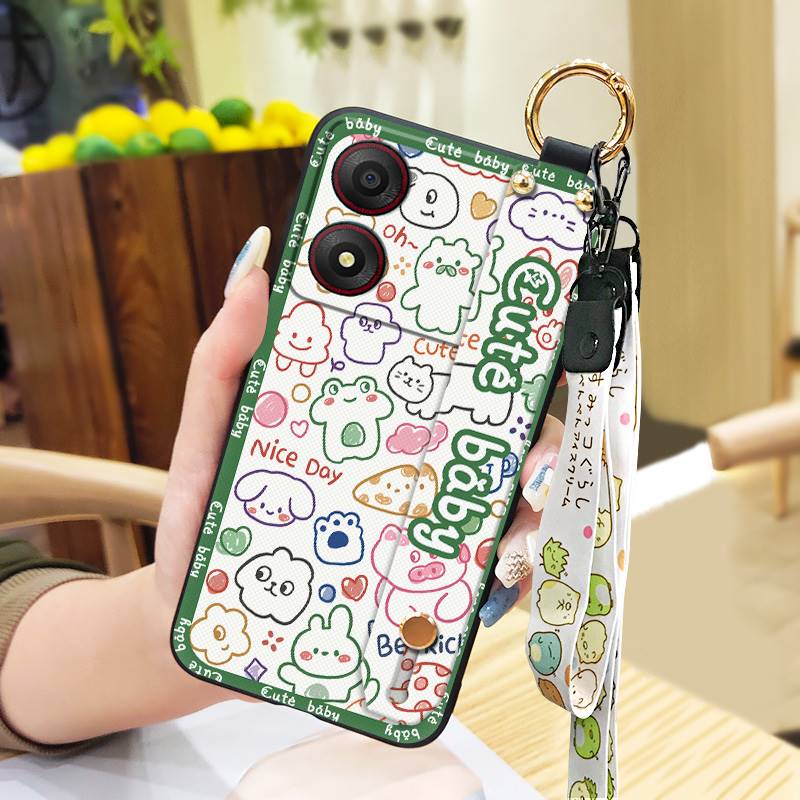 Back Cover Protective Phone Case For ZTE Blade A34 Waterproof Fashion Design Durable Lanyard Phone Holder Anti-knock