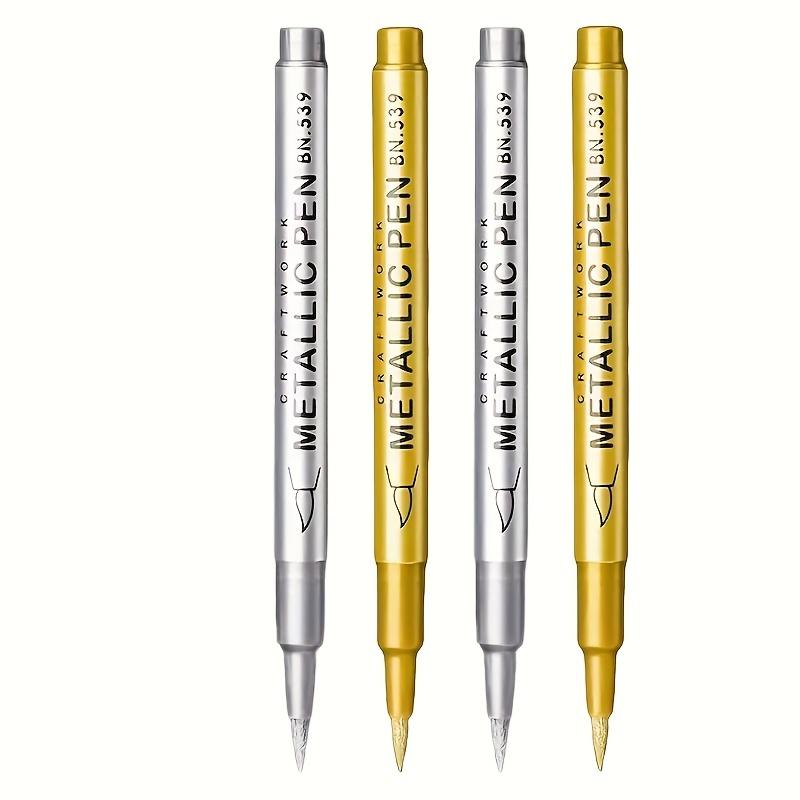 4pcs Set of Golden and Silvery Permanent Markers- Waterproof, Suitable for DIY Crafts, Resin Art, and Office Supplies, Model Building Painting Tools