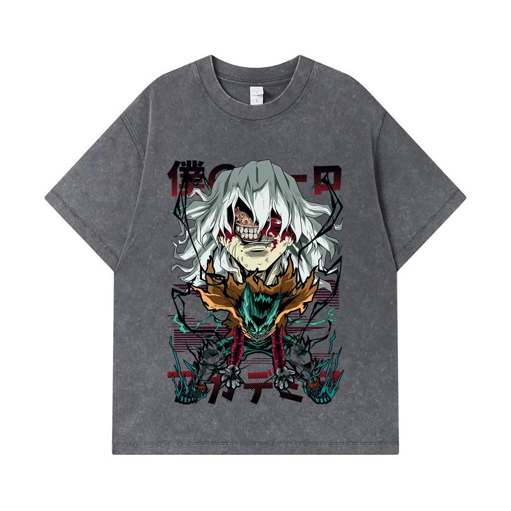 275 GSM Washed T-shirts 100% Cotton My Hero Academia V9 Shigaraki Print Unisex Heavy Cotton T Shirt