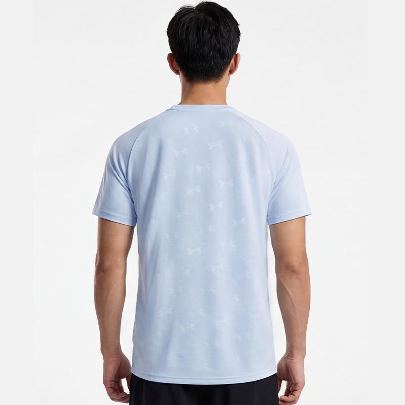 Under Armour V-Ausschnitt Lockerer Schnitt Colorblock Raglan Feuchtigkeitstransportierend Atmungsaktiv Schnelltrocknend Logo-Design Kurzarm T-Shirt Unisex T-Shirts 21500531-441