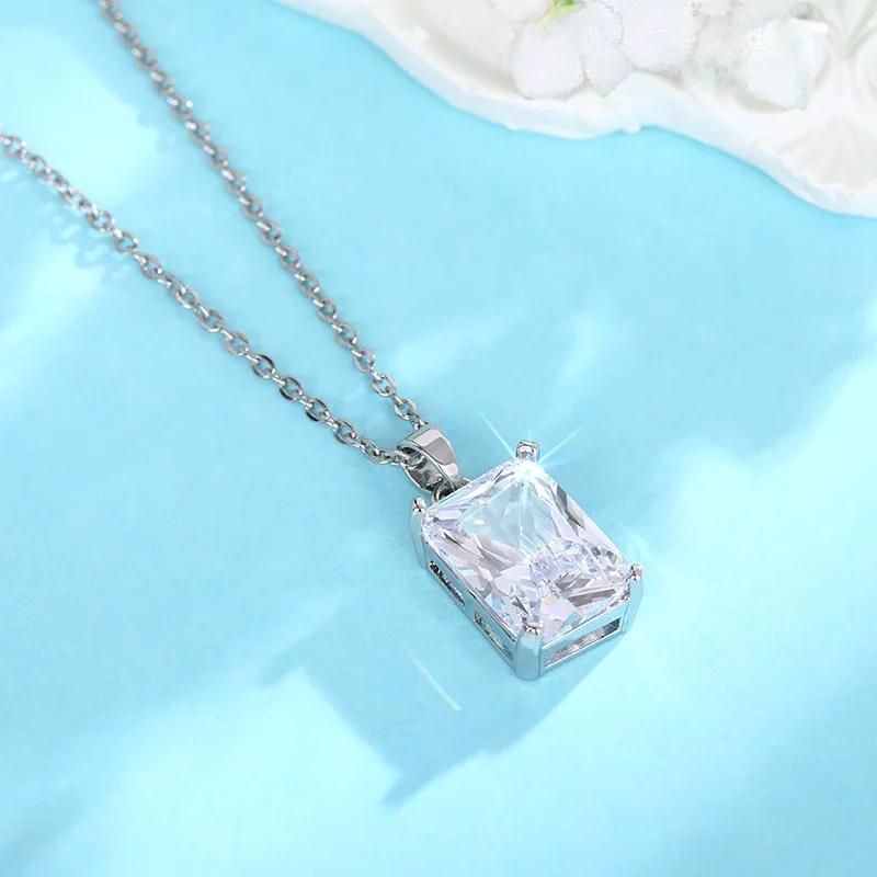 CAOSHI Simple Stylish Women s Pendant Necklace Copper Color Bright Rectangle Cubic Zirconia Accessories Daily Wear Girl Zircon 45cm