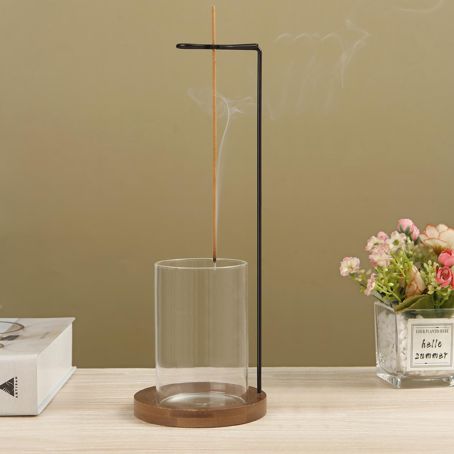 

Metal Incense Holder for Sticks Anti-Ash Flying Incense Burne with Removable Glass Ash Catcher for Home Decor Yoga Meditation