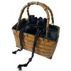 Kredel Basket Drawstring Bamboo Storage Woven Stylish Handmade Tote Mini Retro Oriental Bamboo Woven Natural Perfect for Yukata and Kimono Women's