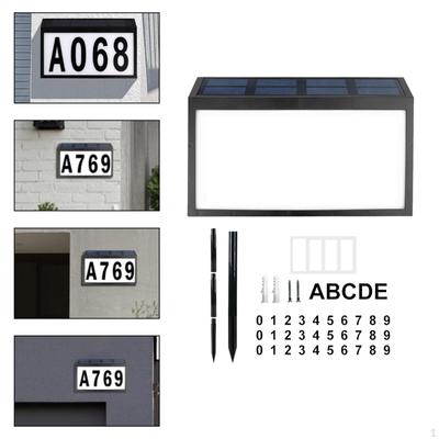 Illuminated House Number Sign Powered by Solar Energy for Gardens