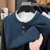 Men's Summer 2025 Heavyweight Henley Collar Two-Piece Look Short Sleeve Casual Knit Sweater