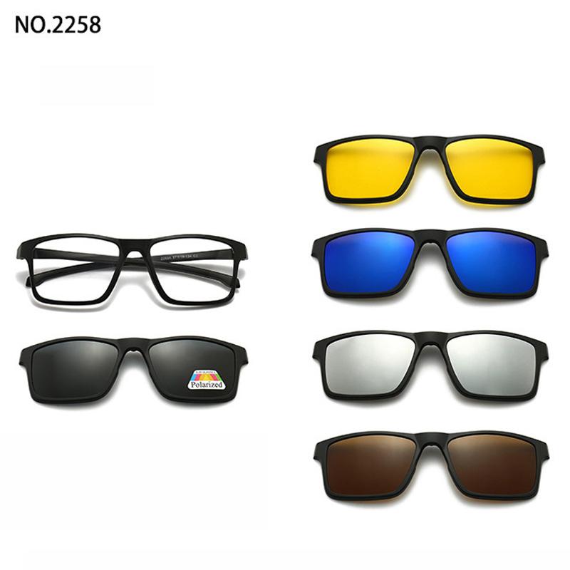 6 In 1 Custom Men Optical Magnetic Sunglasses Magnet Clip On Sunglasses Polaroid Clip On Sun Glasses