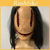 Ghostly Latex Female Horror Mask With Wounds And Long Hair For Cosplay Event
