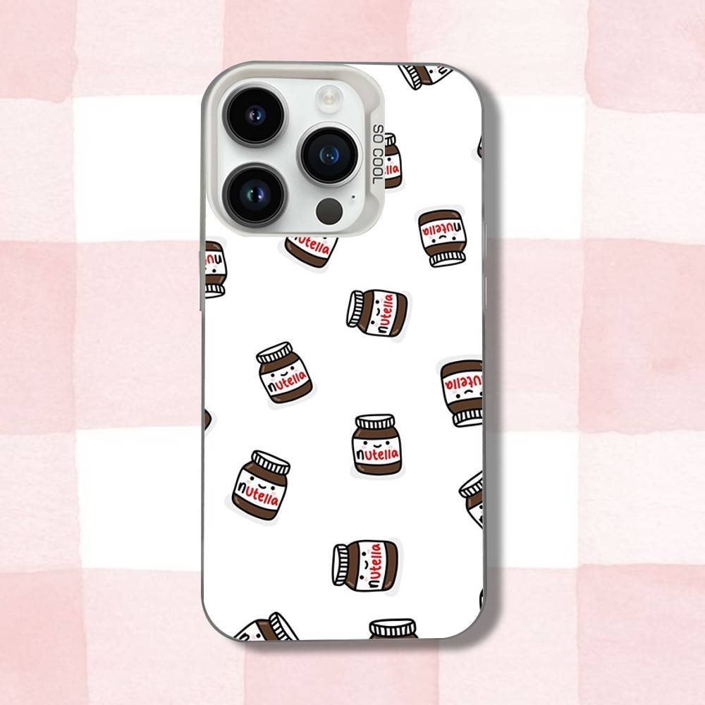 N-Nutellas C-Chocolate Art Phone Case For iPhone 16,15,14,13,12,11,Pro,XS,Max,Plus,Mini,SE White Candy Matte Shockproof Cover