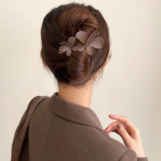 Women Solid Color Strong Grip Hair Clip Exquisite Anti-slip Butterflies Decor Elegant Hairpin Hair Accessories