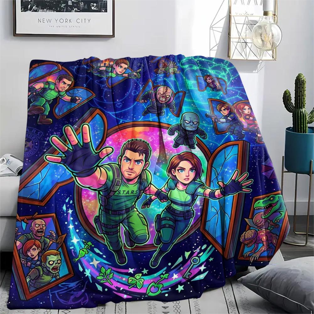 Resident Evil Print Warm Comfortable Flannel Blanket for Bedroom Sofa Chair Bed Outdoor Travel.-TING 75x90cm