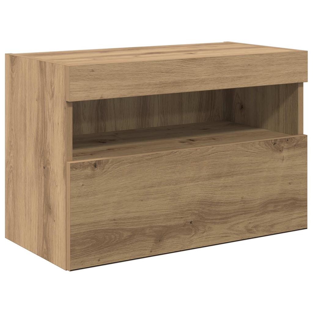 Wall Mounted TV Units Set of 6 Artisan Oak Wood Composite