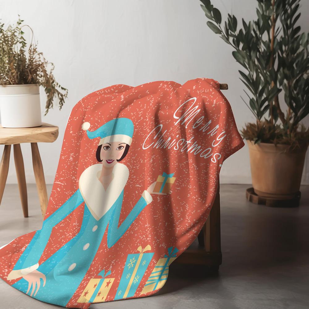 Soft Throw Blanket Cozy Sherpa Fleece Warm Decorative Living Room Bedding Gift Christmas Pattern Home Decor Cozy Chic 75x90cm