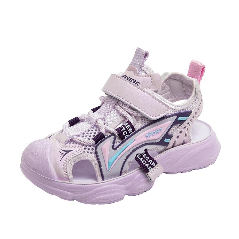 Kids' Non-slip Closed-toe Sports Sandals with Velcro - Soft Sole Beach Shoes for Boys & Girls, Toddlers To Big Kids