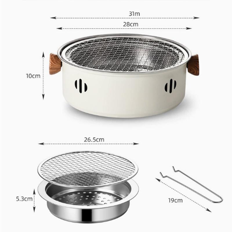 Tragbarer Edelstahl-Grill Kleiner Tischgrill mit abnehmbarem Grillrost Barbecue Küchenhelfer Barbecue