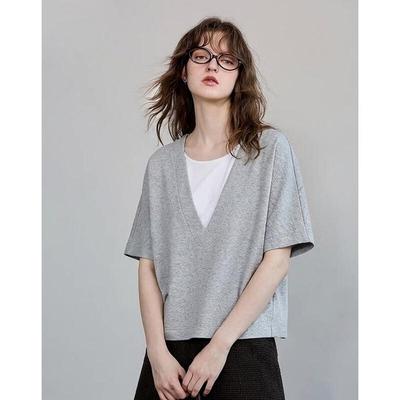 Women's Demana Faux Two-Piece Spliced Air Layer Casual Sweatshirt
