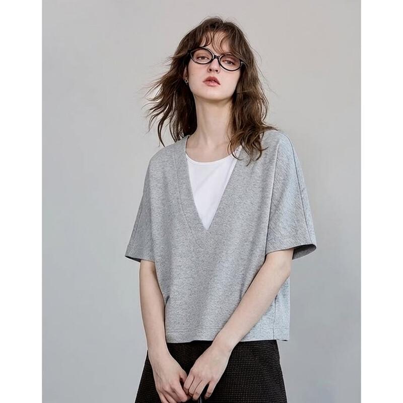 Women s Demana Faux Two-Piece Spliced Air Layer Casual Sweatshirt L