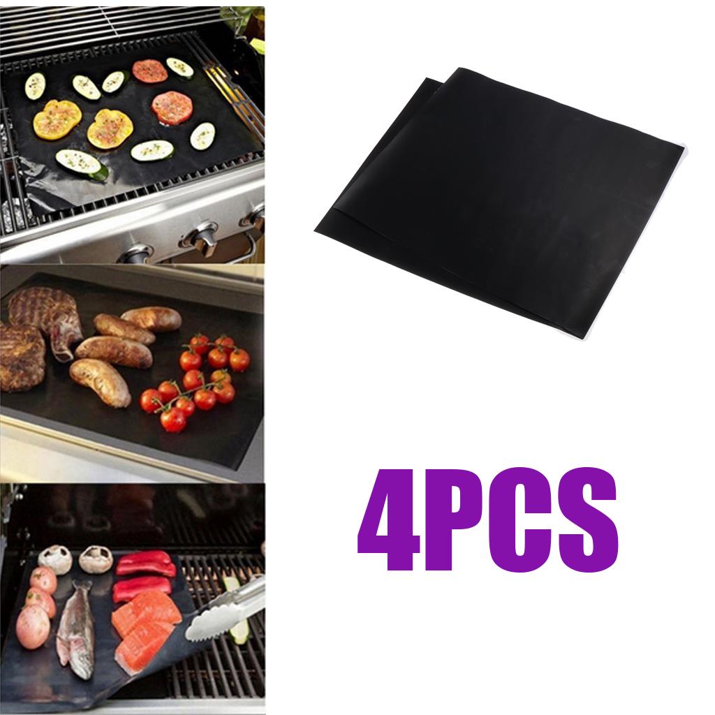 Buy 4Pcs Black Grill Mat Nonstick Sheet BBQ 33x40cm at affordable