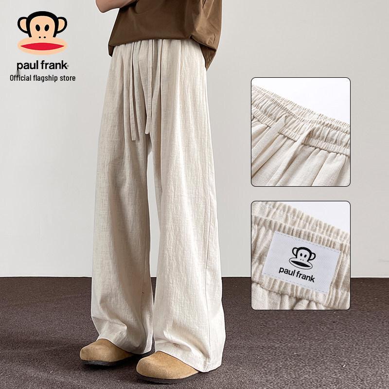 Paul Frank Men's Linen Loose Fit Straight Leg Pants