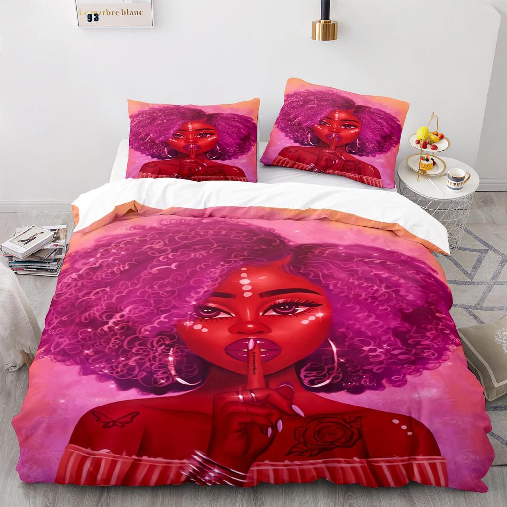 American Black Girl Duvet Cover Black Girl Magic Pillowcase Bedding Set Boys Girls Bedroom Decoration Gift Single Double Size