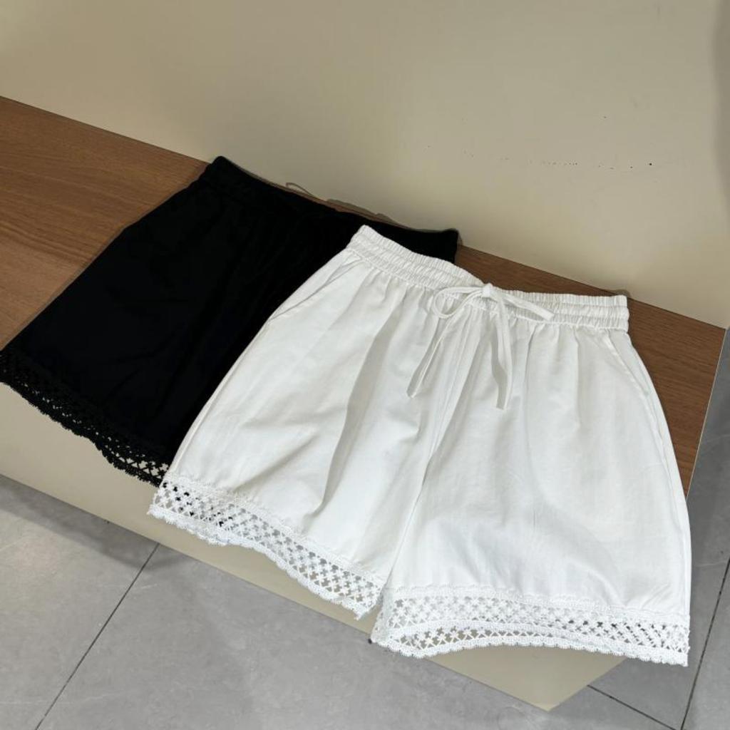 New Retro Casual Shorts with Women's Lace Patchwork Wide Leg Shorts and Casual Pants