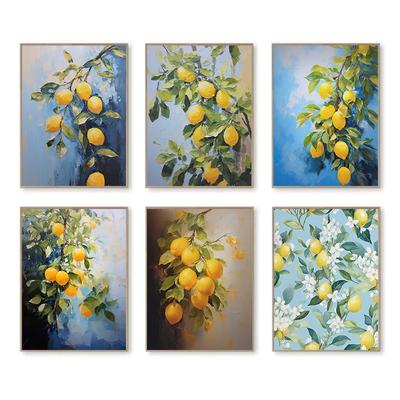 Pintura al Óleo Estilo Limones Frescos Pósters e Impresiones Impresión en Lienzo Arte de Pared Vintage Imagen para Sala de Estar Decoración del Hogar