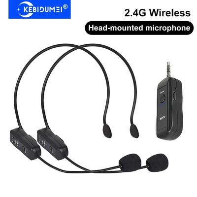 Duales Drahtlosmikrofon, Drahtlose Mikrofone Headset, Headset 2,4G Drahtloser Mikrofonsender mit Empfänger für Sprachverstärker
