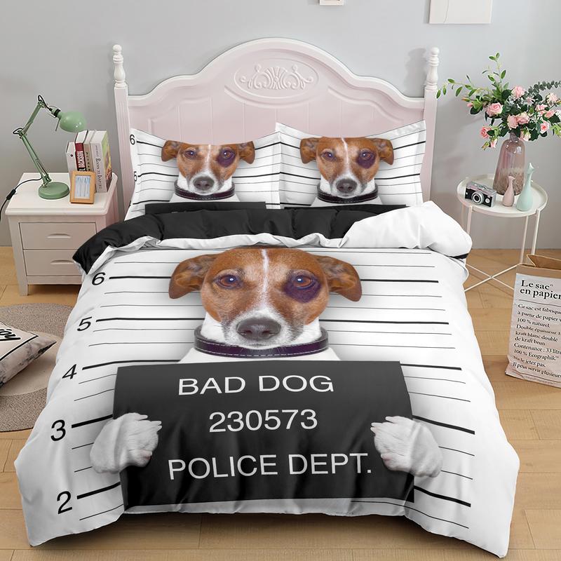 Fashion 3D Dog Bedding Set Digital Print Duvet Cover Pillowcase 2/3 Pcs Bed  Single/Twin/Double/Full/ Queen/ King Size