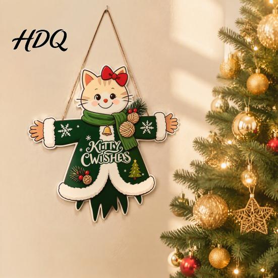 Xmas Window Decorations Wooden Christmas Hanging Pendant Cartoon Welcome Sign for Front Door Ornaments Wall Decor