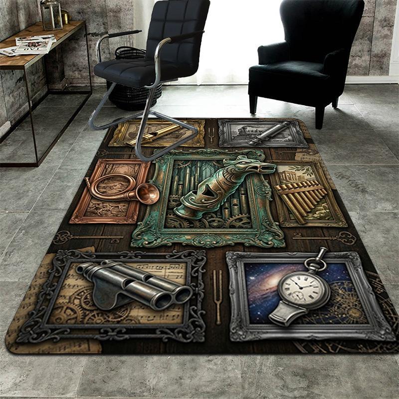 Steampunk Antiques Pattern Rug Floor Mat for Living Room or Bedroom Soft and Comfortable Carpet a Gift for Birthday and Holiday.