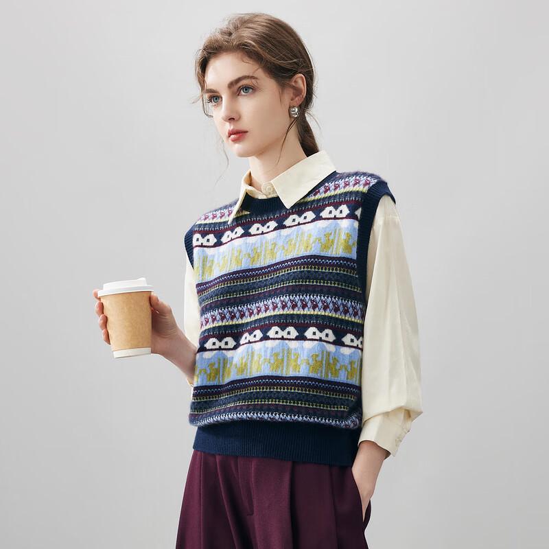 Kemeng Boka Women's Fair Isle Cashmere Knit Vest