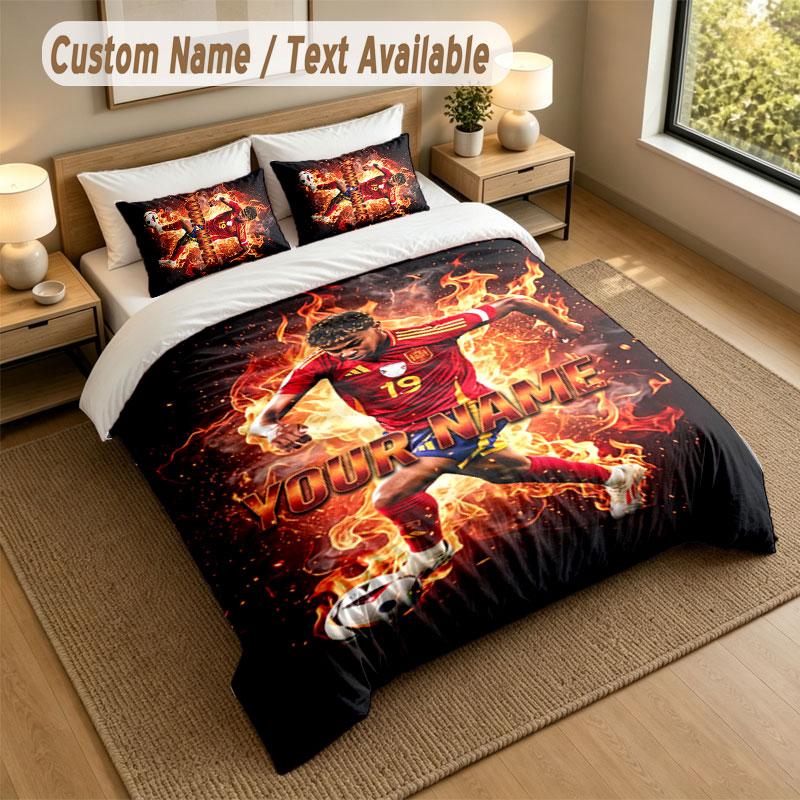 Bedding Set 1 Duvet Cover 2 Pillowcases Lamine Yamal Print Soft Bed Linen Bedroom Decor