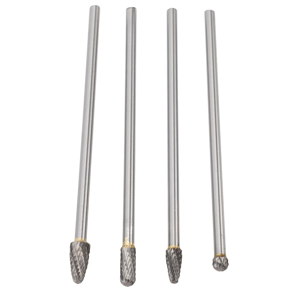 4pcs 6mm Tungsten Steel Carbide Rotary Burr Set Fits Rotary Tool High Efficiency Suitable for Automotive Repair and More