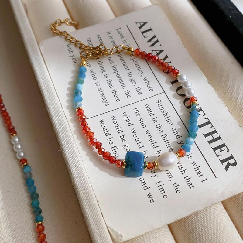 Freshwater Pearl Geometric Pendant Necklace With Electroplated Finish For Elegant Women красный