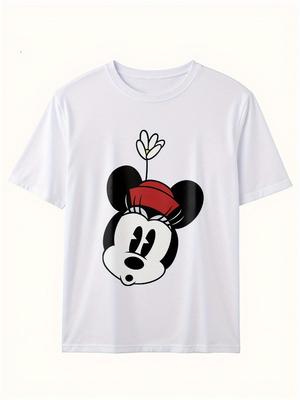 Womens Casual Mouse Print TShirt Fashionable Crew Neck Short Sleeve Printed Casual TShirt Shirt