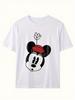 Camiseta Casual Feminina com Estampa do Mickey Mouse da Disney Moda Gola Redonda Manga Curta Camiseta Casual Estampada Camisa Disney