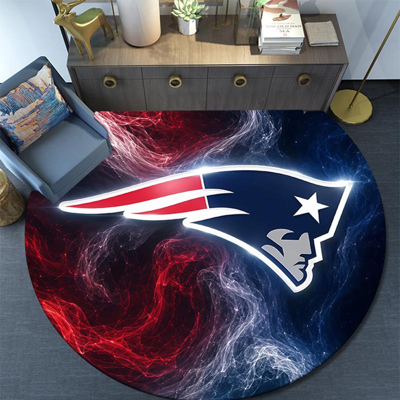 New England Patriots Round Area Rug,Carpet Rug for Living Room Bedroom Sofa Playroom Decor,Non-slip Floor Mat