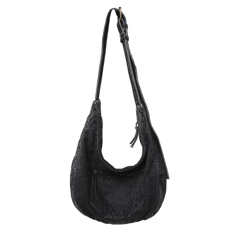 Джинсовая сумка большой емкости Женская сумка через плечо Большая сумка чёрный