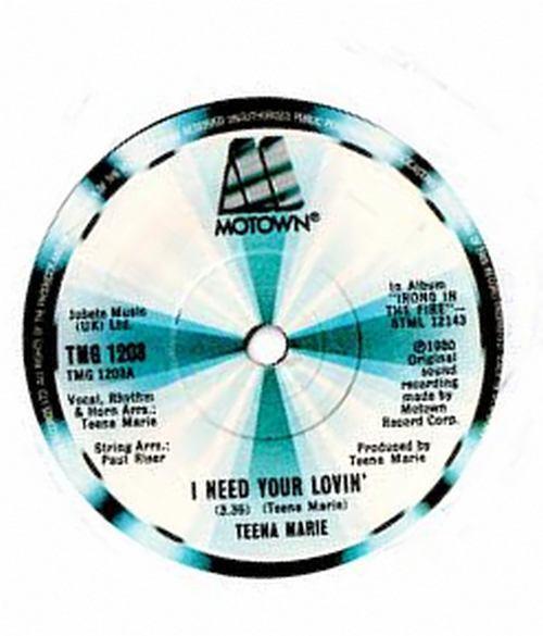 

7inch Record TEENA MARIE - I Need Your Lovin TMG1203 Motown 1980 UK Soul/Funk Used