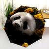 Panda and Rose Pattern, Automatic Folding Umbrella, Portable and Foldable Design, 8 Ribs, a Christmas or Birthday Gift.