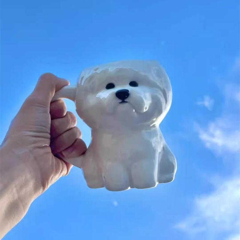 Baifenbai Home Furnishing Bi Xiong Puppy Ceramic Mug Cute Creative Funny Household Drinking Cup Coffee Cup Couple Cup Gifts