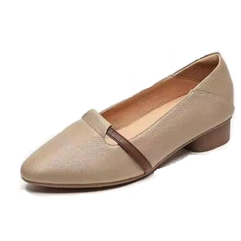Fashion Women Cute Sweet Light Weight Brown Slip On Square Heel Shoes Lady Casual Comfort Spring Elegant Beautiful High Pumps E1237