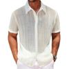 Men's Summer Sexy Hollow Shirt Summer Casual Short-sleeved Lapel Shirt