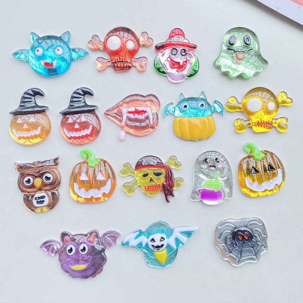 7PCS New Resin Cute Cartoon Halloween Series Flat Back Home Decor DIY Scrapbook Crafts Jewelry Accessories
