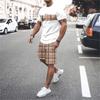 Vacanza estiva Set T-shirt da uomo Stampa 3D Tinta unita Uomo Maglietta a maniche corte Girocollo Pantaloncini Set due pezzi Abiti casual da uomo Abbigliamento