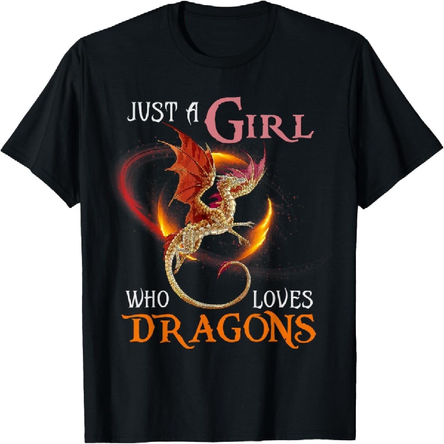 Fun Just a Girl Who Loves Dragons Women and Girls T-Shirt XXXXXL разноцветный