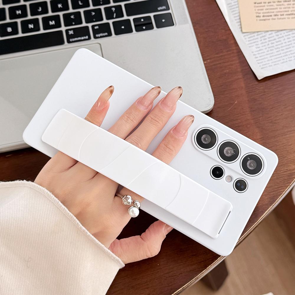 Silikonový Elastický Řemínek na Zápěstí Stojan Držák Pouzdro Pro Samsung S26 S25 Ultra S24 S23 Plus Matné Průhledné Nárazuvzdorné Měkké Ochranné Pouzdro