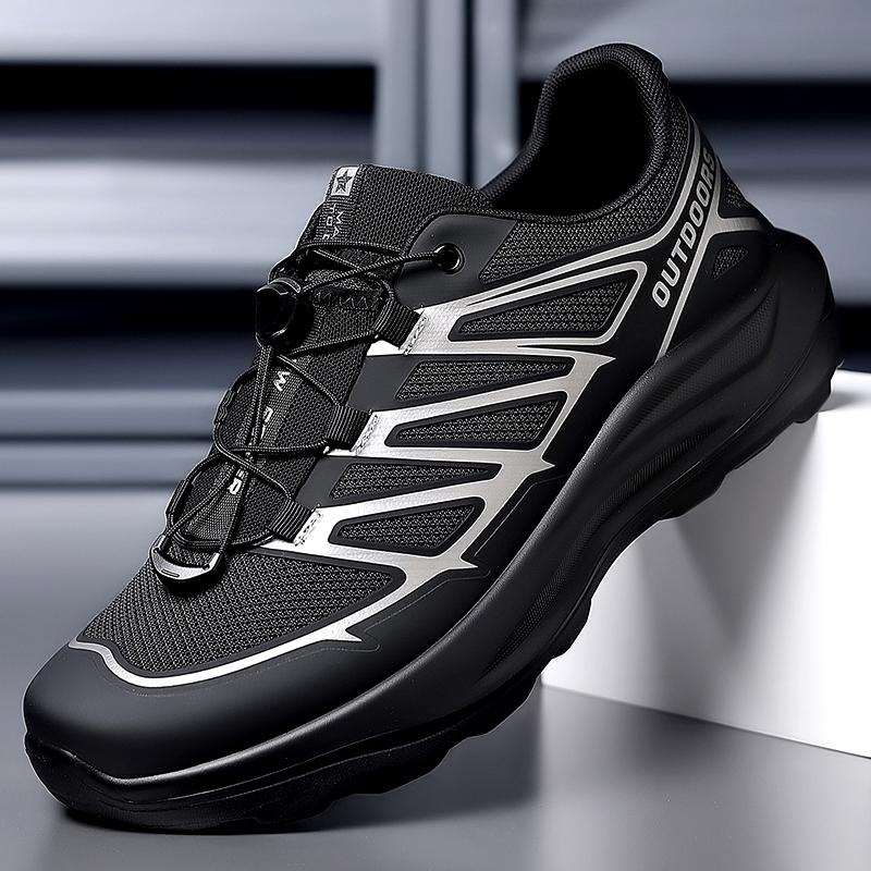 Mode Freizeitwandern Herren Wanderschuhe Rutschfeste Outdoor-Sneaker Schnürung Laufende Mesh-Schuhe Rutschfeste Herren Freizeit-Schuhe Weiche Sneaker